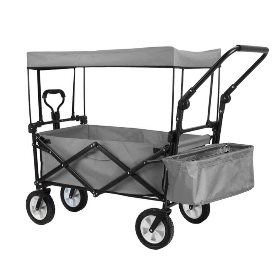 Összecsukható kocsi tetővel, húzható-tolható, szürke-0