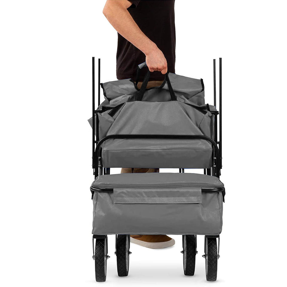 Összecsukható kocsi tetővel, húzható-tolható, szürke-1