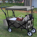 Összecsukható kocsi tetővel, húzható-tolható, szürke-3