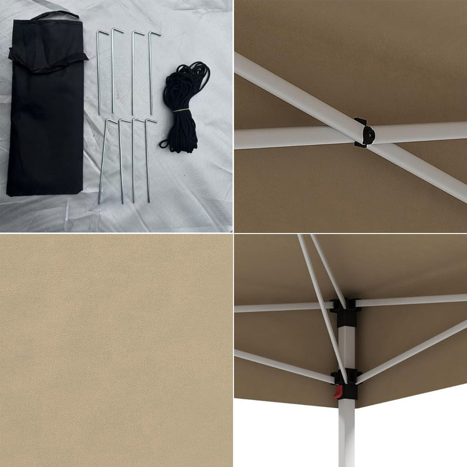 Pavilon hátfallal, zsebekkel 3x3x2,8 m, bézs-3