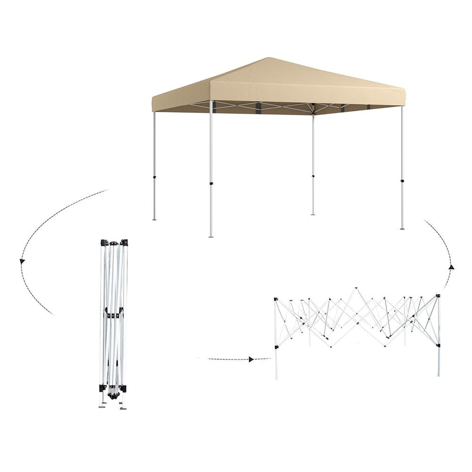 Pavilon hátfallal, zsebekkel 3x3x2,8 m, bézs-2