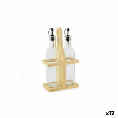 Condiment Set Quttin Brown Transparent Glass Bamboo 250 ml 2 Pieces (12 Units)-0