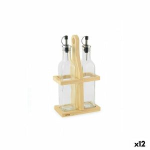 Condiment Set Quttin Brown Transparent Glass Bamboo 250 ml 2 Pieces (12 Units)-0