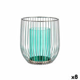 Candleholder Gift Decor Blue Silver Metal Glass 15 x 17 x 15 cm (8 Units)-0