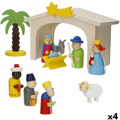Christmas nativity set Woomax Wood plywood 23 x 16 x 11 cm (4 Units)-0