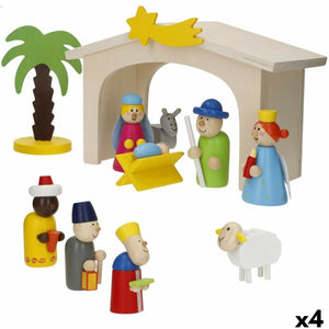 Christmas nativity set Woomax Wood plywood 23 x 16 x 11 cm (4 Units)-0