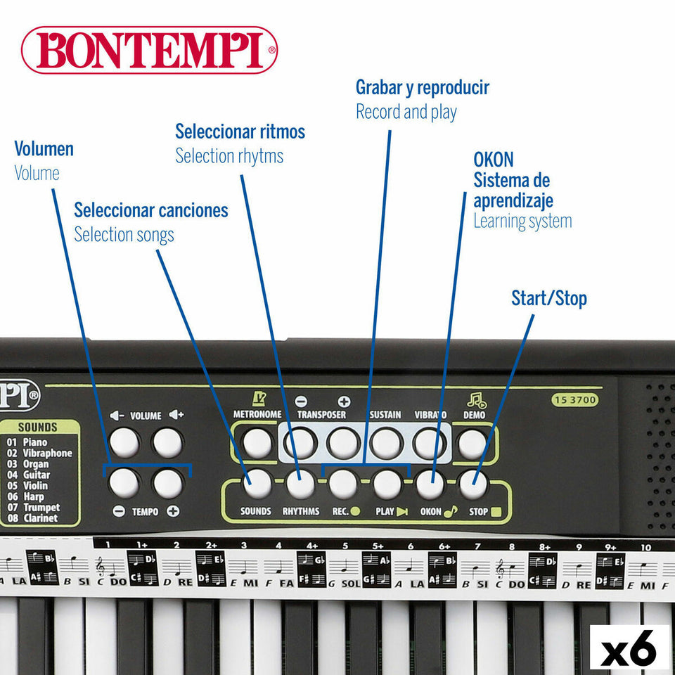 37-Key Keyboard Bontempi 42 x 4 x 15 cm (6 Units)-14