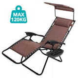 Zéró gravitáció szék napellenzővel és pohártartóval 2 db, több színben-barna-2