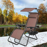 Zéró gravitáció szék napellenzővel és pohártartóval 2 db, több színben-barna-1