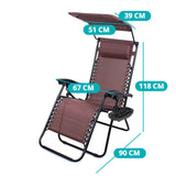 Zéró gravitáció szék napellenzővel és pohártartóval 2 db, több színben-barna-4