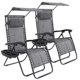 Zéró gravitáció szék napellenzővel és pohártartóval 2 db, több színben-szürke-0