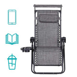 Zéró gravitáció szék napellenzővel és pohártartóval 2 db, több színben-szürke-2