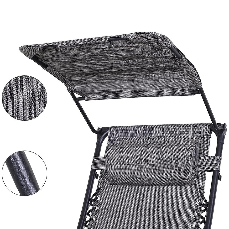 Zéró gravitáció szék napellenzővel és pohártartóval 2 db, több színben-szürke-3