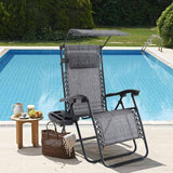 Zéró gravitáció szék napellenzővel és pohártartóval 2 db, több színben-szürke-1